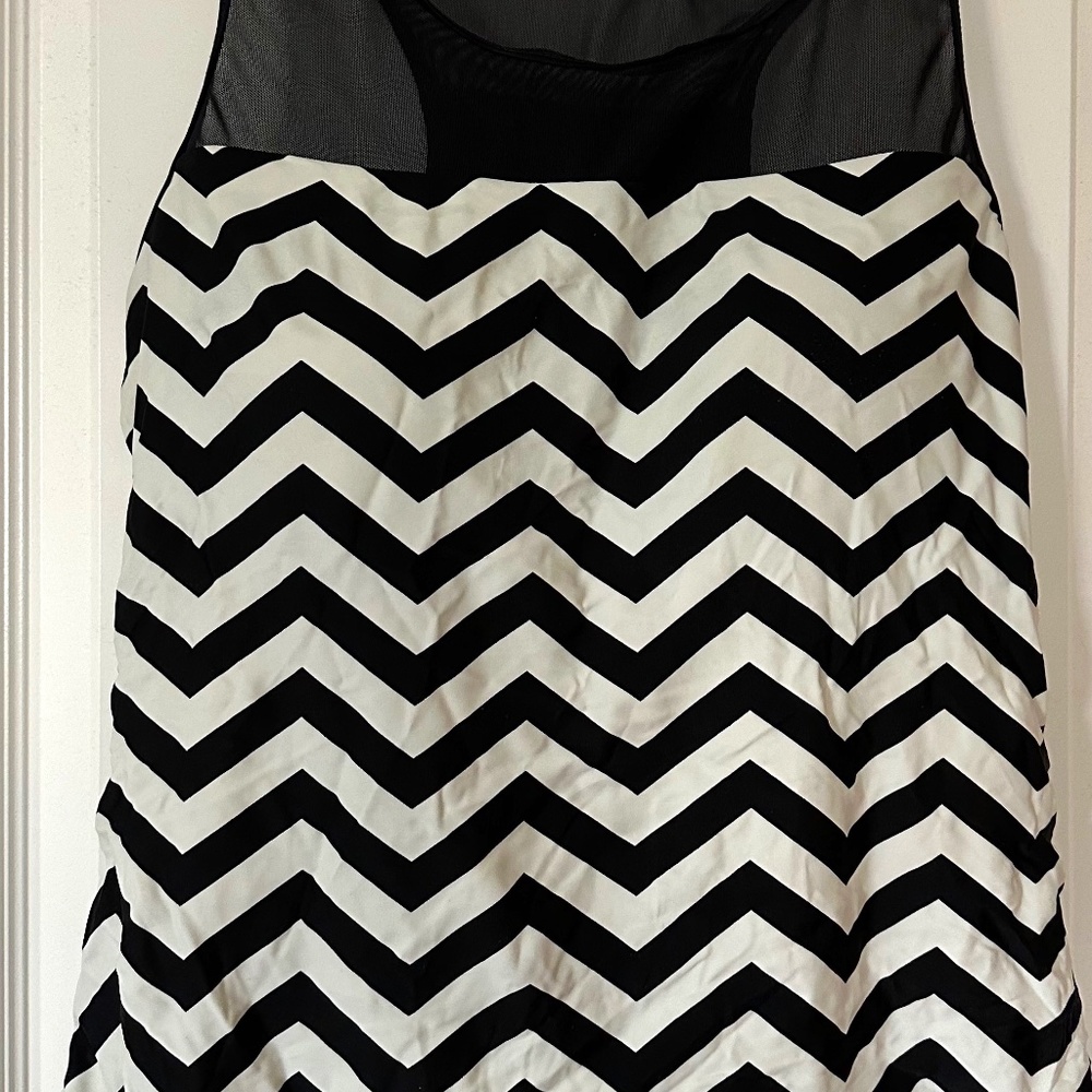 Black and white mesh Tankini